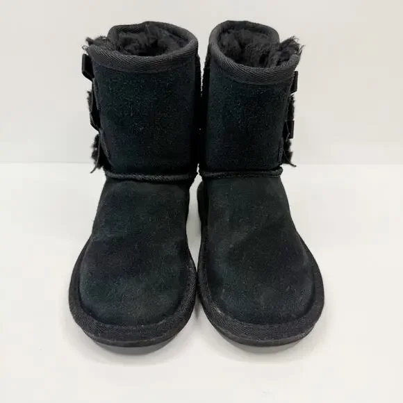 KOOLABURRA by UGG Victoria Black Suede Boots Bow Detail 1090330 Toddler Girls 8